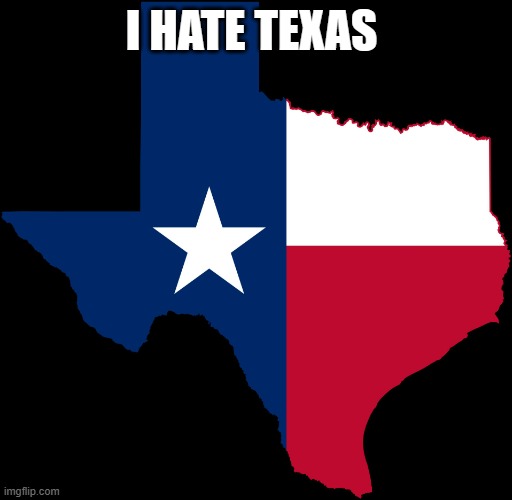 texas map | I HATE TEXAS | image tagged in texas map | made w/ Imgflip meme maker