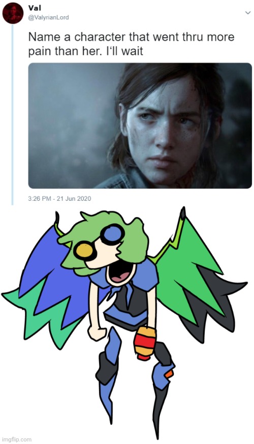 if you don't understand, i'll tell you. but yeah. this guy's definitely been through more pain. | image tagged in name one character who went through more pain than her,muppet cory neo | made w/ Imgflip meme maker