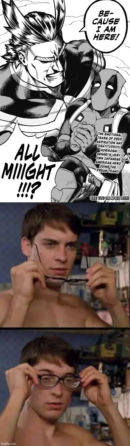 Is that who I think is is-? | image tagged in peter parker glasses | made w/ Imgflip meme maker