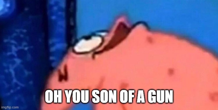 Patrick looking up | OH YOU SON OF A GUN | image tagged in patrick looking up | made w/ Imgflip meme maker