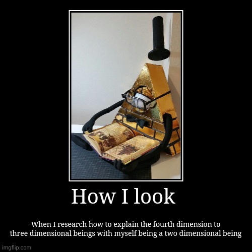 But I'm two dimensional! How do I explain the fourth dimension?!?!? | How I look | When I research how to explain the fourth dimension to three dimensional beings with myself being a two dimensional being | image tagged in funny,demotivationals | made w/ Imgflip demotivational maker