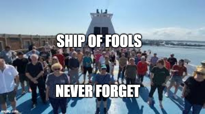 Stranded Cruise Ship passengers Coroanavirus | SHIP OF FOOLS; NEVER FORGET | image tagged in stranded cruise ship passengers coroanavirus | made w/ Imgflip meme maker