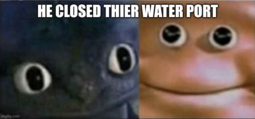 Blank stare dragon | HE CLOSED THIER WATER PORT | image tagged in blank stare dragon | made w/ Imgflip meme maker