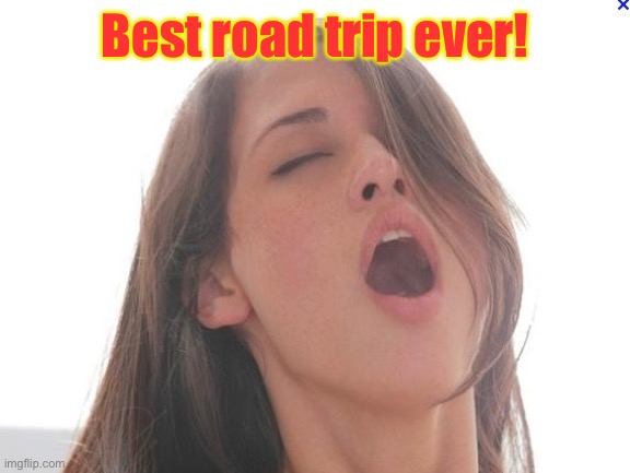 orgasm | Best road trip ever! | image tagged in orgasm | made w/ Imgflip meme maker