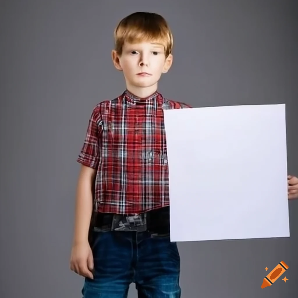 AI generated kid with a paper Blank Meme Template