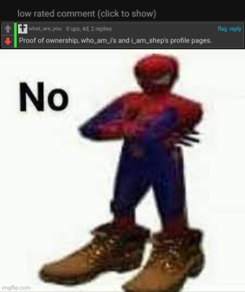 Not even a single hint of proof | image tagged in no spiderman,no proof,low rated comment,low rated comments,memes,comment section | made w/ Imgflip meme maker