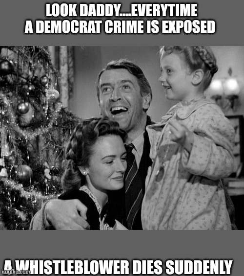 Coincidence?....I think not | LOOK DADDY....EVERYTIME A DEMOCRAT CRIME IS EXPOSED; A WHISTLEBLOWER DIES SUDDENLY | image tagged in look daddy every time a bell rings | made w/ Imgflip meme maker