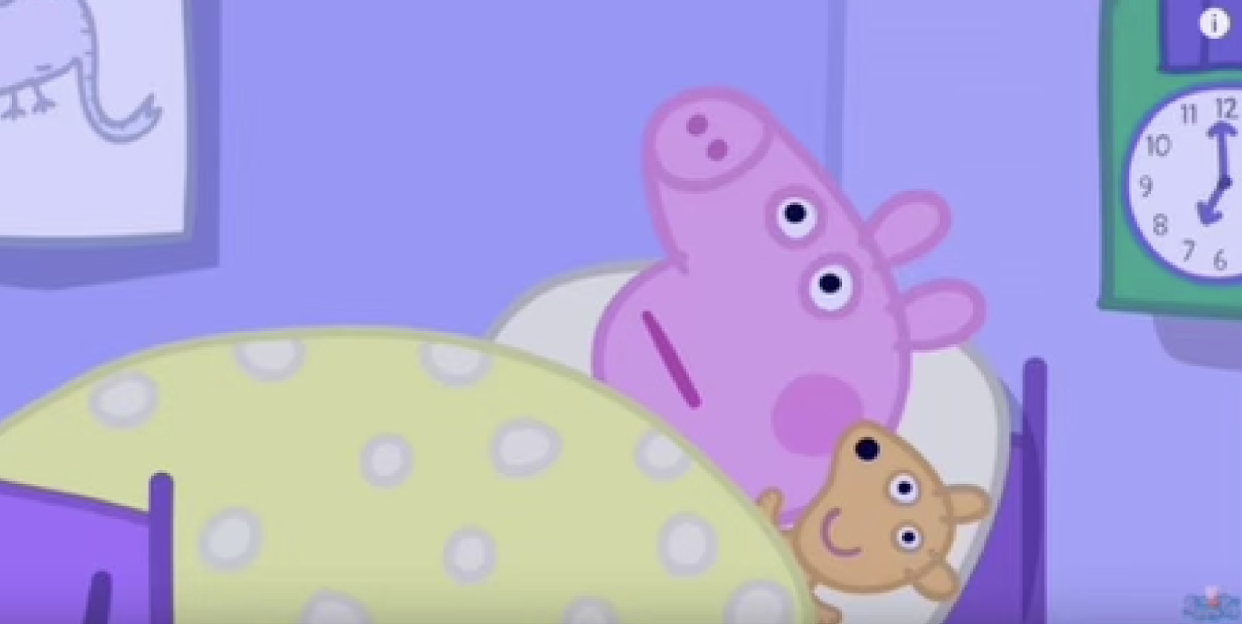 Peppa laying in bed Blank Meme Template
