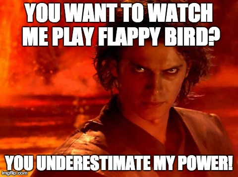 You Underestimate My Power | YOU WANT TO WATCH ME PLAY FLAPPY BIRD? YOU UNDERESTIMATE MY POWER! | image tagged in memes,you underestimate my power | made w/ Imgflip meme maker