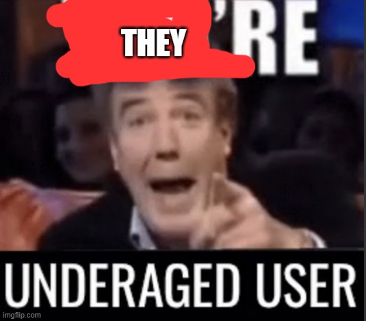 You’re underage user | THEY | image tagged in you re underage user | made w/ Imgflip meme maker