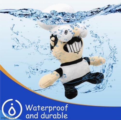 bootleg plush goes to the water | image tagged in funny,memes,pizza tower | made w/ Imgflip meme maker