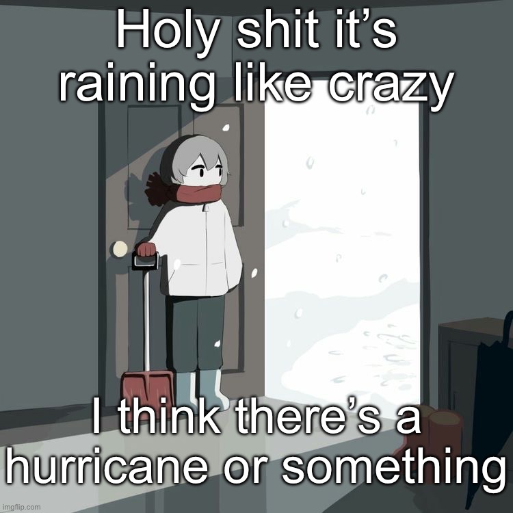 Avogado6 | Holy shit it’s raining like crazy; I think there’s a hurricane or something | image tagged in avogado6 | made w/ Imgflip meme maker