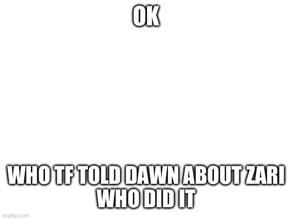 OK; WHO TF TOLD DAWN ABOUT ZARI
WHO DID IT | made w/ Imgflip meme maker