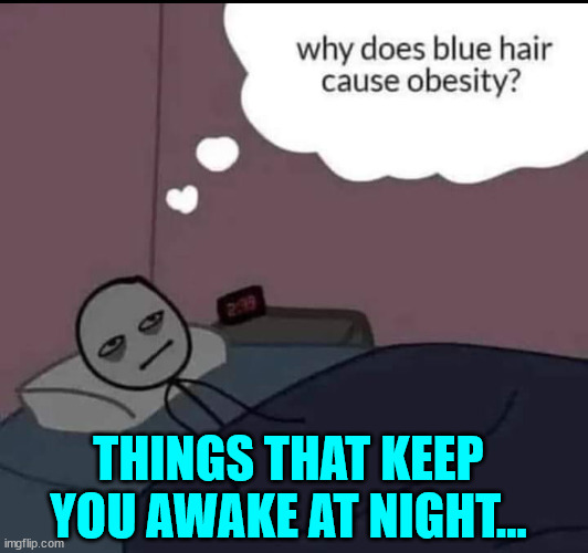 Another unanswered question... | THINGS THAT KEEP YOU AWAKE AT NIGHT... | image tagged in insomnia,puzzled | made w/ Imgflip meme maker