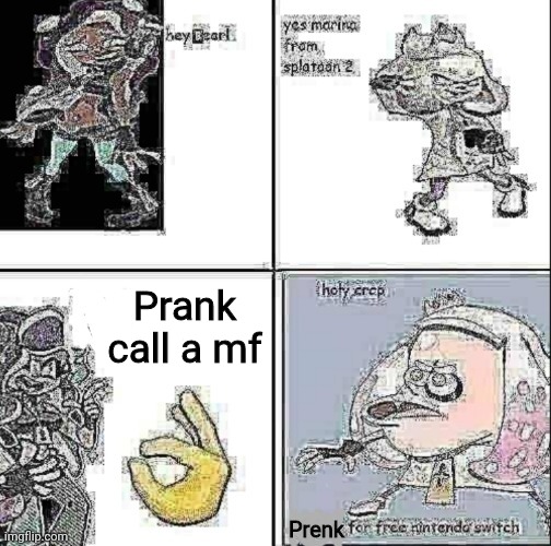 Yes Marina from Splatoon 2 | Prank call a mf Prenk | image tagged in yes marina from splatoon 2 | made w/ Imgflip meme maker