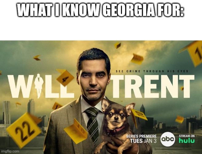 WHAT I KNOW GEORGIA FOR: | image tagged in will trent,georgia | made w/ Imgflip meme maker