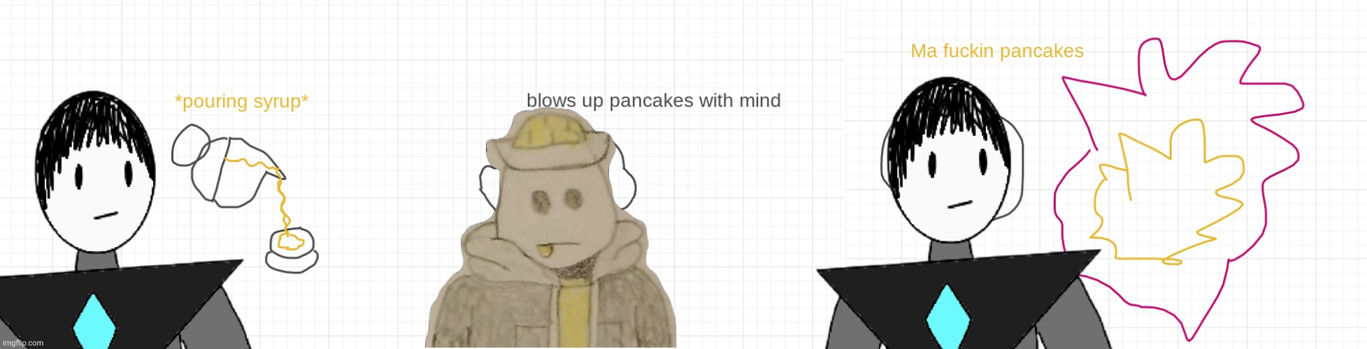 Pank | image tagged in bush-head blows up shady's pancakes | made w/ Imgflip meme maker