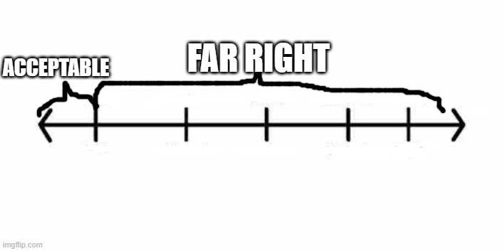 Political spectrum according to leftists and woke people | FAR RIGHT; ACCEPTABLE | image tagged in political spectrum | made w/ Imgflip meme maker