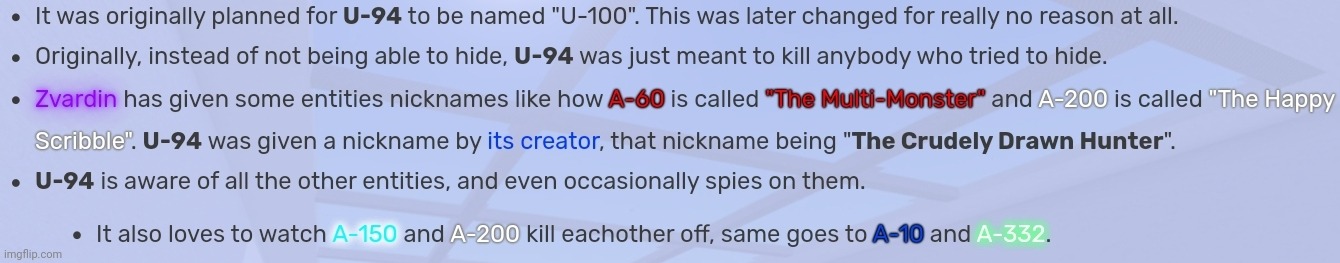 no context, just the trivia on a page I made for one of my fanmade rooms entities | made w/ Imgflip meme maker