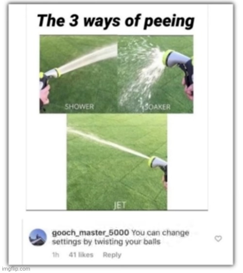 #2,160 | image tagged in comments,cursed,peeing,hose,balls | made w/ Imgflip meme maker
