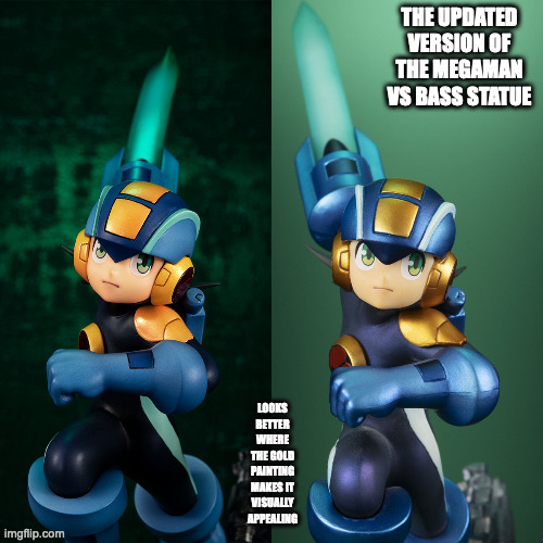 MegaMan Vs Bass Statue Upgrade | image tagged in megaman,megaman battle network,memes | made w/ Imgflip meme maker
