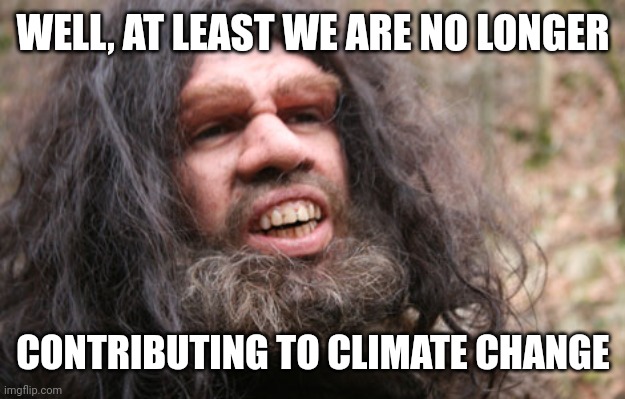 They want us to live like cavemen but at least they got to have fires | WELL, AT LEAST WE ARE NO LONGER; CONTRIBUTING TO CLIMATE CHANGE | image tagged in neanderthal,global warming,cavemen | made w/ Imgflip meme maker