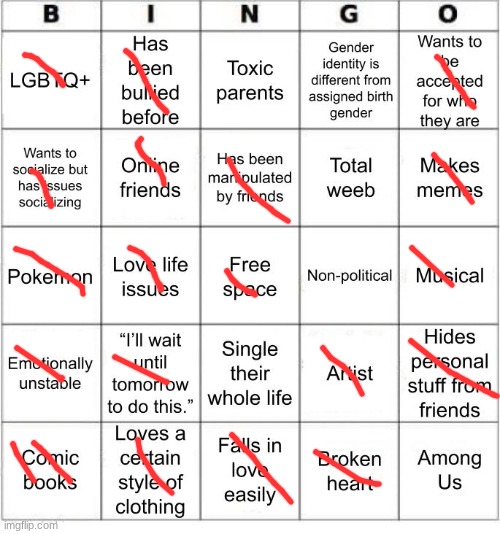 TheSuitedGayWeeb's Bingo | image tagged in thesuitedgayweeb's bingo | made w/ Imgflip meme maker