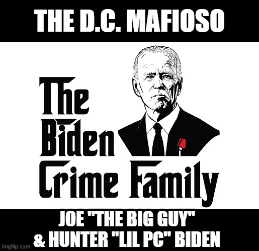 THE D.C. MAFIOSO; JOE "THE BIG GUY" & HUNTER "LIL PC" BIDEN | image tagged in president_joe_biden,hunter,mafia | made w/ Imgflip meme maker