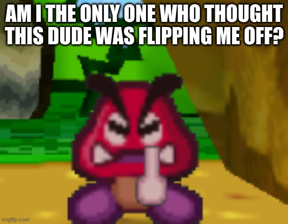 I can't be the only one | AM I THE ONLY ONE WHO THOUGHT THIS DUDE WAS FLIPPING ME OFF? | image tagged in super mario,paper mario | made w/ Imgflip meme maker