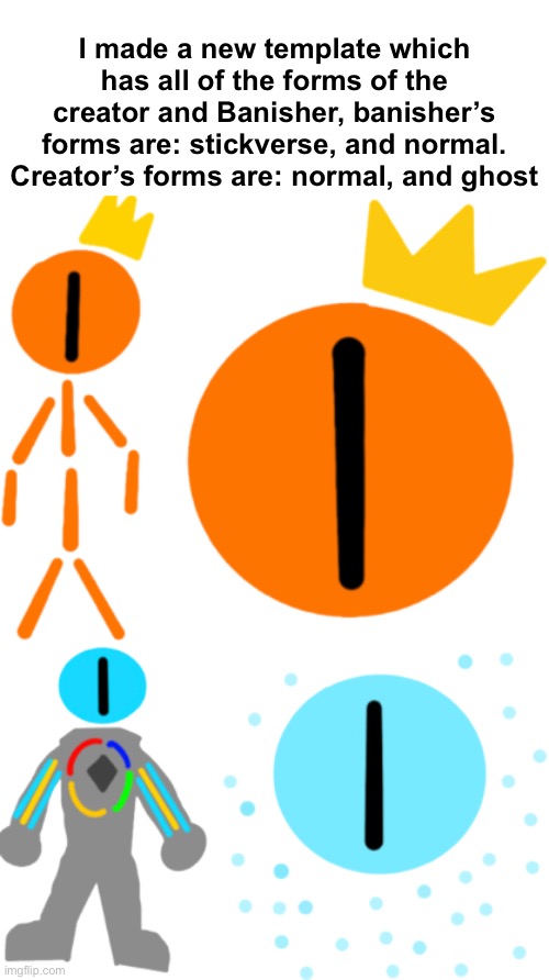 idk why anonymous but just search imgflip-bossfight in templates for this one | I made a new template which has all of the forms of the creator and Banisher, banisher’s forms are: stickverse, and normal. Creator’s forms are: normal, and ghost | image tagged in banisher and creator all forms template | made w/ Imgflip meme maker