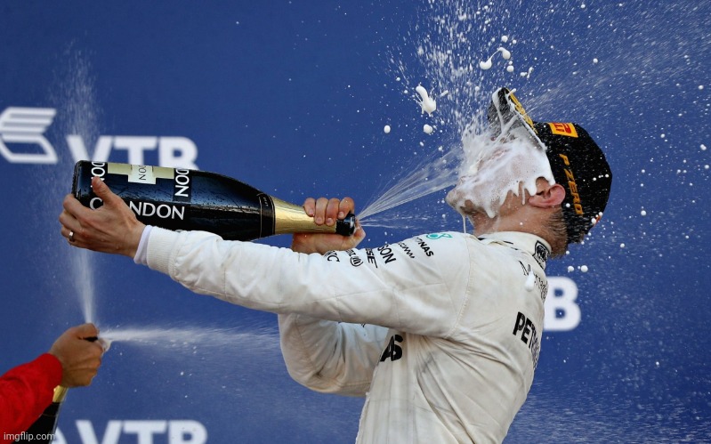 F1 champagne podium | image tagged in f1 champagne podium | made w/ Imgflip meme maker