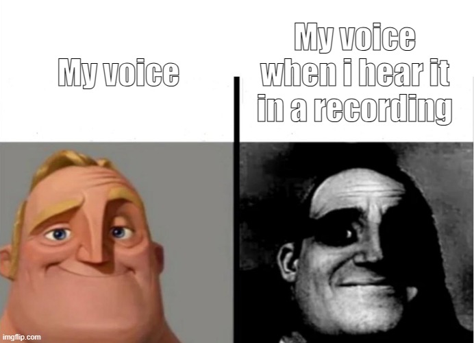 relatable memes 1 | My voice when i hear it in a recording; My voice | image tagged in teacher's copy | made w/ Imgflip meme maker