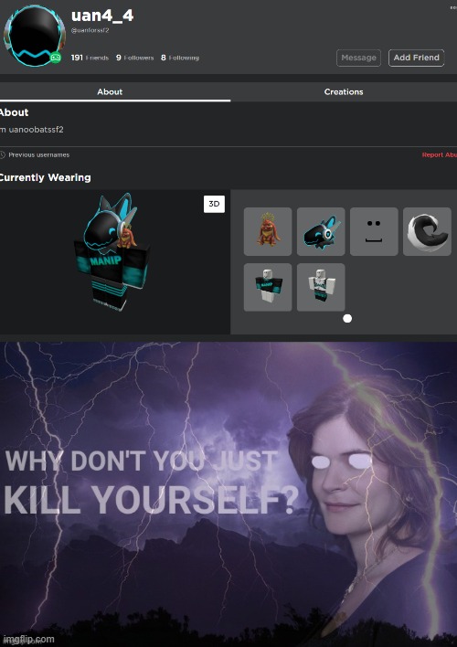 image tagged in why don't you just kill yourself marie | made w/ Imgflip meme maker