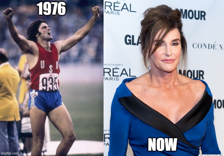 1976; NOW | image tagged in bruce jenner | made w/ Imgflip meme maker