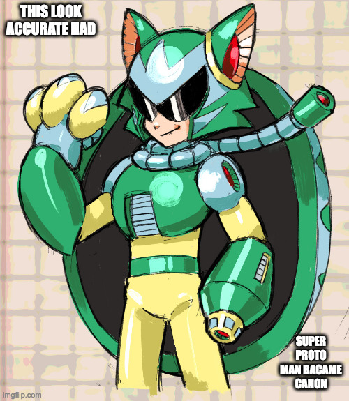 Tango Adaptor | THIS LOOK ACCURATE HAD; SUPER PROTO MAN BACAME CANON | image tagged in megaman,protoman,memes | made w/ Imgflip meme maker