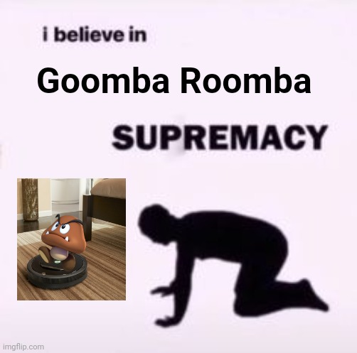 Groomba | Goomba Roomba | image tagged in i believe in supremacy,groomba,goomba,roomba,nintendo,memes | made w/ Imgflip meme maker