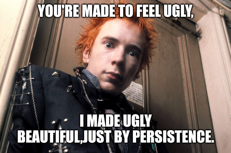 YOU'RE MADE TO FEEL UGLY, I MADE UGLY BEAUTIFUL,JUST BY PERSISTENCE. | made w/ Imgflip meme maker