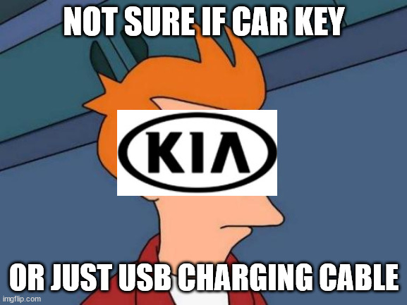 A little TOO 'universal' | NOT SURE IF CAR KEY; OR JUST USB CHARGING CABLE | image tagged in memes,futurama fry | made w/ Imgflip meme maker
