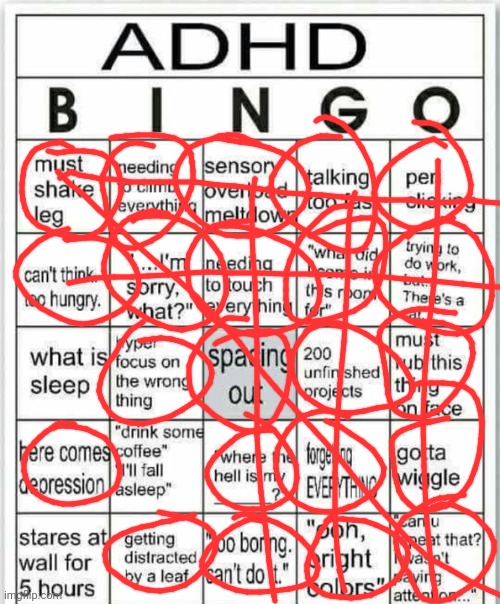 Whoops. Can you still read this? | image tagged in adhd bingo | made w/ Imgflip meme maker