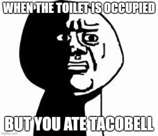 oh no | WHEN THE TOILET IS OCCUPIED; BUT YOU ATE TACOBELL | image tagged in oh no | made w/ Imgflip meme maker