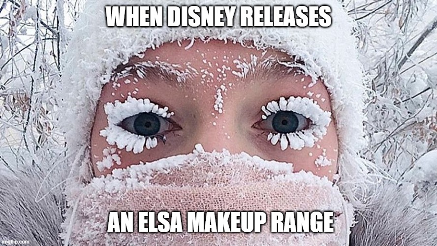 Elsa Makeup | WHEN DISNEY RELEASES; AN ELSA MAKEUP RANGE | image tagged in cold weather | made w/ Imgflip meme maker