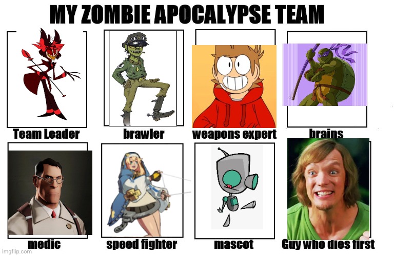 Dom, doom, doom, doom | image tagged in my zombie apocalypse team | made w/ Imgflip meme maker