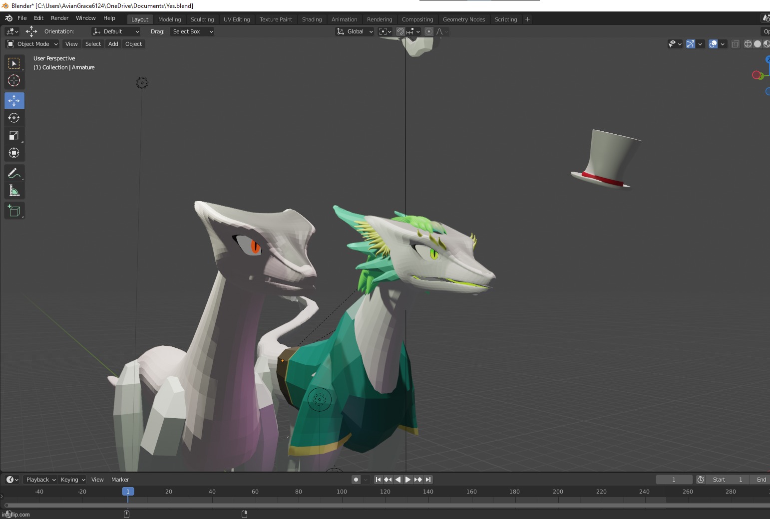 Im making something silly. We don't talk about the floating hat. | image tagged in silly,funny looking thing,blender,dragons,i think | made w/ Imgflip meme maker