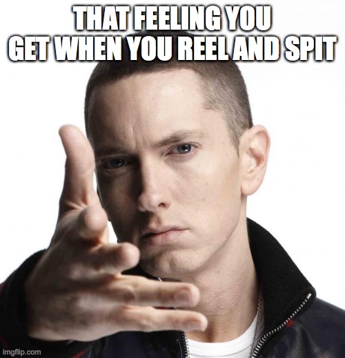 Shower meme lmao | THAT FEELING YOU GET WHEN YOU REEL AND SPIT | image tagged in eminem video game logic | made w/ Imgflip meme maker