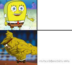 High Quality Adult Sponge bob vs chad sponge bob Blank Meme Template