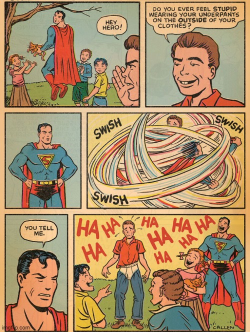 On the Outside | image tagged in superman | made w/ Imgflip meme maker