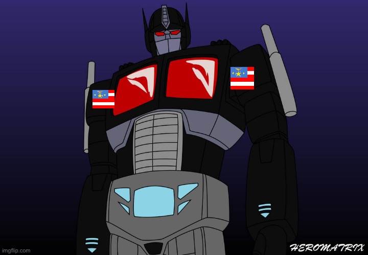 Nemesis prime is with Indonita | image tagged in optimus prime,countryballs,gacha | made w/ Imgflip meme maker