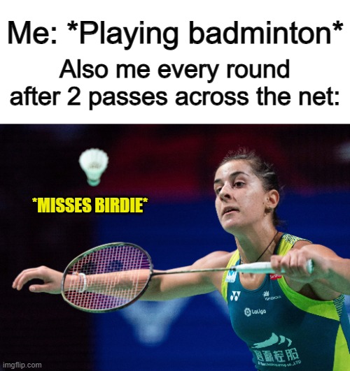 I can never seem to hit it ;-; | Me: *Playing badminton*; Also me every round after 2 passes across the net:; *MISSES BIRDIE* | image tagged in happy halloween,merry and pippin | made w/ Imgflip meme maker