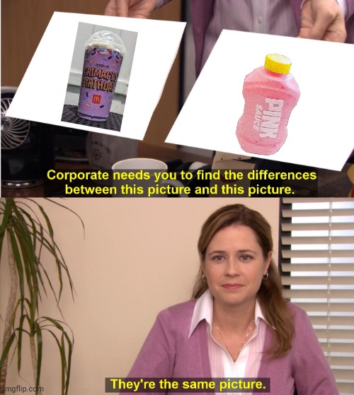 They're The Same Picture Meme | image tagged in memes,they're the same picture,grimace,pink sauce | made w/ Imgflip meme maker