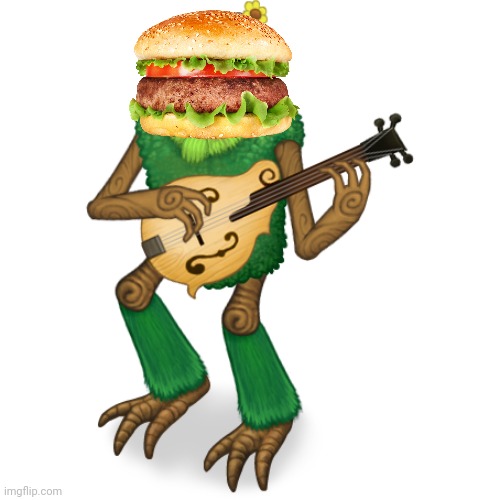 Shugabush Burger!!!! | image tagged in shugabush,hamburger,my singing monsters | made w/ Imgflip meme maker